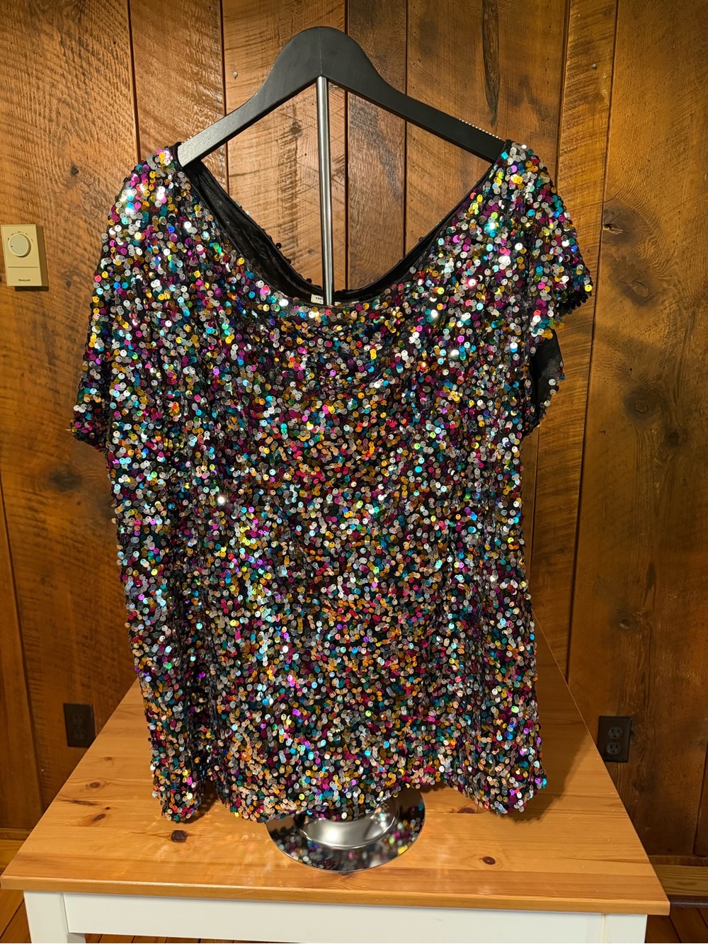 Anna-Kaci Womens Multicolor Sequin Off Shoulder Top Sparkly Blouse Plus Size 3XL